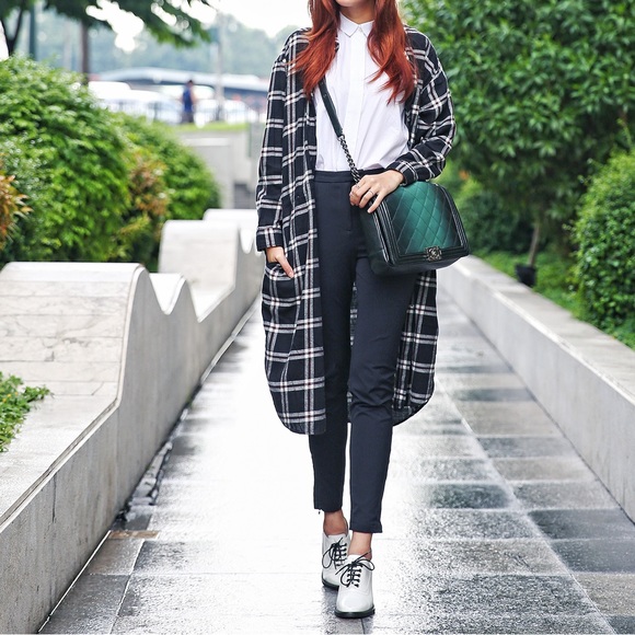 UNIQLO Plaid Longline Shirt / Dress - Picture 1 of 5